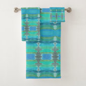 Aquamarin mit türkisfarbenen Handtüchern Badhandtuch Set (Insitu)