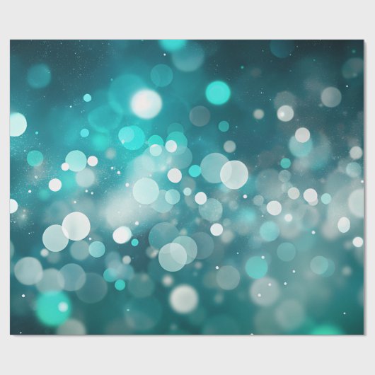 Aquamarin mit unscharfen, blinkenden Lichtern Geschenkpapier (Flach)