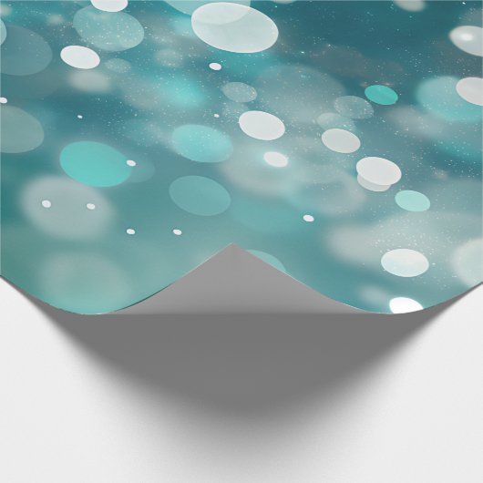 Aquamarin mit unscharfen, blinkenden Lichtern Geschenkpapier (Ecke)