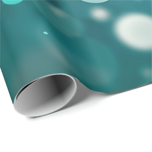 Aquamarin mit unscharfen, blinkenden Lichtern Geschenkpapier (Rolleneckpunkt)