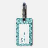 Aquamarin mit weißem Crochet Lace-Muster Gepäckanhänger (Rückseite vertikal)