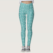 Aquamarin mit weißem Crochet Lace-Muster Leggings (Vorderseite)