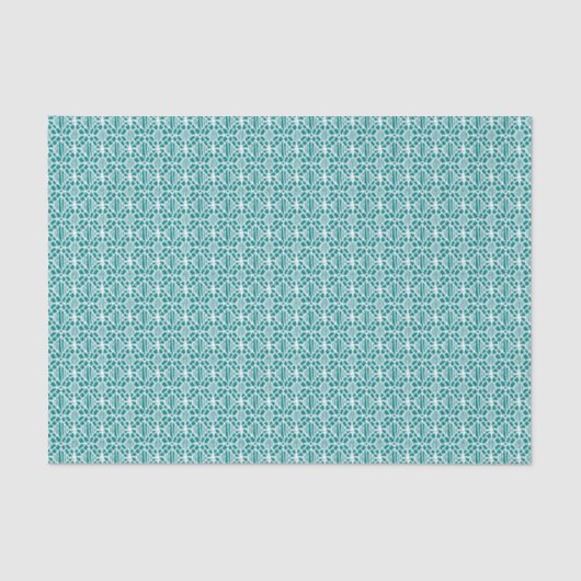 Aquamarin mit weißem Crochet Lace-Muster Seidenpapier (Vorderseite)