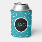Aquamarin mit White Confetti, Monogramm Dosenkühler (Kanne Rückseite)