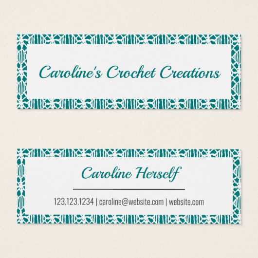 Aquamarin mit White Crochet Lace-Muster Business C (Vorne & Hinten)