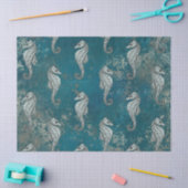 Aquamarin mit White Seepferd Decoupage Seidenpapier (Basteln)