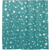 Aquamarin mit White Stars Duschvorhang (Vorderseite)