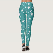 Aquamarin mit White Stars Leggings (Rückseite)