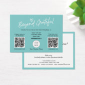 Aquamarin Modern Stylischer Script QR Code Dankesc (Schreibtisch)