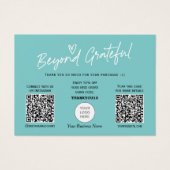 Aquamarin Modern Stylischer Script QR Code Dankesc (Vorderseite)