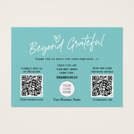 Aquamarin Modern Stylischer Script QR Code Dankesc