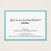 Aquamarin Modern Stylischer Script QR Code Dankesc (Rückseite)