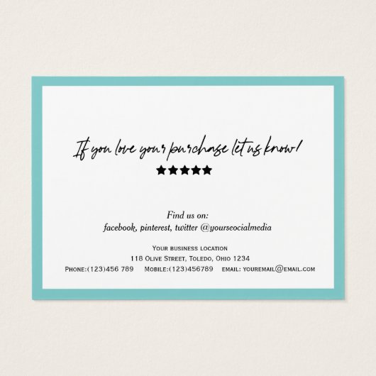 Aquamarin Modern Stylischer Script QR Code Dankesc (Rückseite)