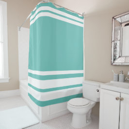 Aquamarin: Moderne Linien in Weiß Duschvorhang