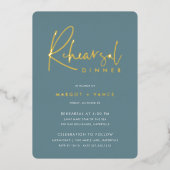 Aquamarin | Modernes Minimal Script Probe Dinner Folieneinladung (Vorderseite)