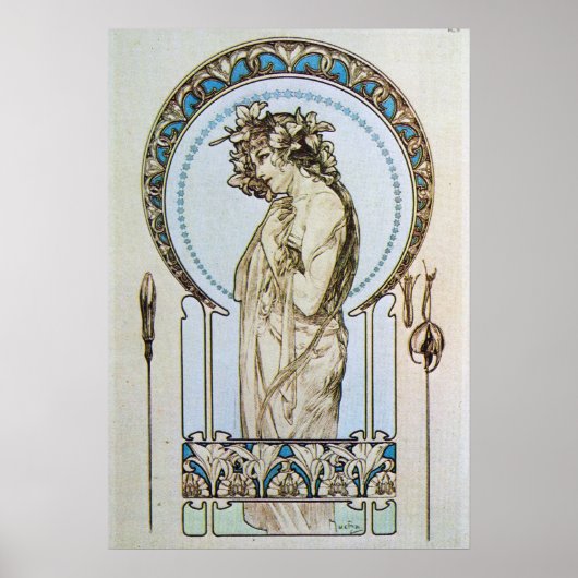 Aquamarin Moon Goddess Poster (Vorne)