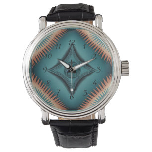 Aquamarin Navajo Peach Sunburst Armbanduhr