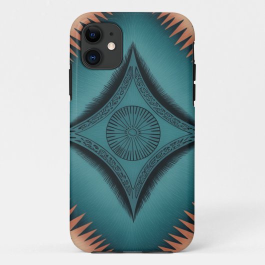 Aquamarin Navajo Peach Sunburst Case-Mate iPhone Hülle (Rückseite)