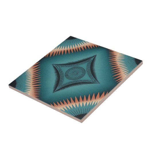 Aquamarin Navajo Peach Sunburst Fliese (Seite)