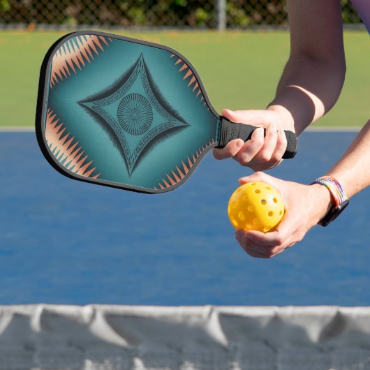 Aquamarin Navajo Peach Sunburst Pickleball Schläger (InSitu)