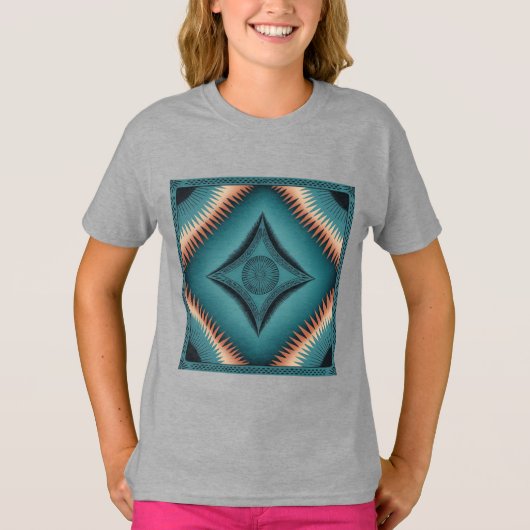 Aquamarin Navajo Peach Sunburst T-Shirt (Vorderseite)