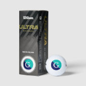Aquamarin Navy Blue 2 Tone Diag Initial Monogram Golfball (Verpackungen)