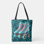 Aquamarin Neon Rollerskate Geburtstagspartei Custo Tasche (Rückseite)