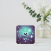 Aquamarin Night Sky Butterfly Quadratische Visitenkarte (Stehend Vorderseite)