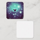 Aquamarin Night Sky Butterfly Quadratische Visitenkarte (Vorne/Hinten)