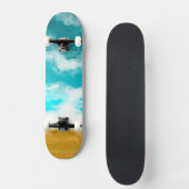 Aquamarin Ocean Beachy Waves Skateboard (Vorderseite)
