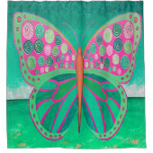 Aquamarin Ocean Butterfly Duschvorhang (Vorderseite)