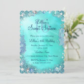 Aquamarin Ocean Jewel Sweet 16 Geburtstag Einladun Einladung (Stehend Vorderseite)