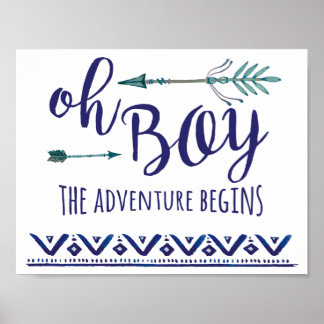 Aquamarin Oh Boy Tribal Baby Duschzeichen Poster