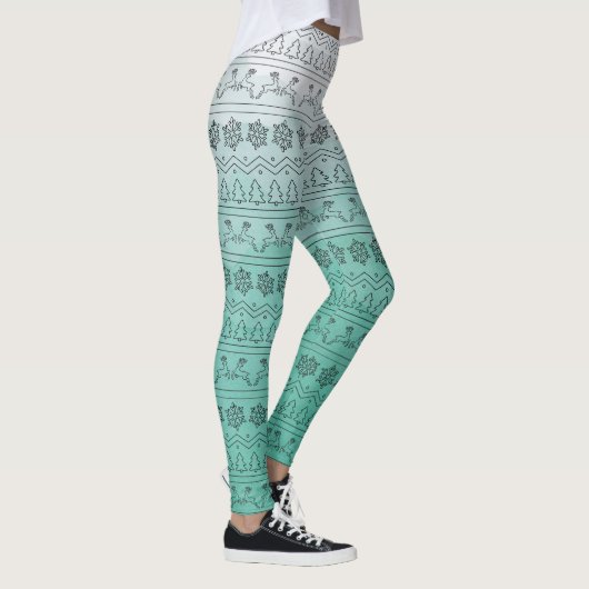 Aquamarin Ombre Christmas Sweater Muster Leggings (Rechts)
