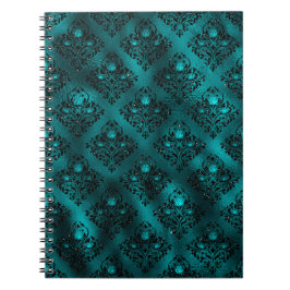 Aquamarin Ombre Glam Glitzer Damask Muster Notizblock