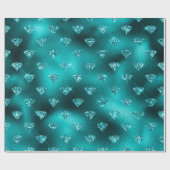 Aquamarin Ombre Glam Glitzer Diamonds Pattern Geschenkpapier (Flach)