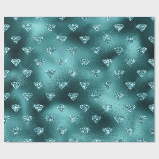 Aquamarin Ombre Glam Glitzer Diamonds Pattern Geschenkpapier (Flach)