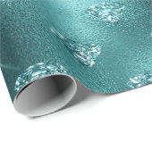 Aquamarin Ombre Glam Glitzer Diamonds Pattern Geschenkpapier (Rolleneckpunkt)