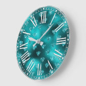 Aquamarin Ombre Glam Glitzer Diamonds Pattern Große Wanduhr (Winkel)