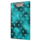 Aquamarin Ombre Glam Glitzer Diamonds Pattern Klemmbrett (Links)