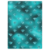 Aquamarin Ombre Glam Glitzer Diamonds Pattern Klemmbrett (Rückseite)
