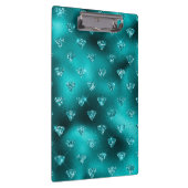 Aquamarin Ombre Glam Glitzer Diamonds Pattern Klemmbrett (Rechts)