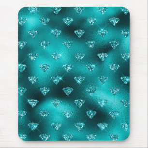 Aquamarin Ombre Glam Glitzer Diamonds Pattern Mousepad
