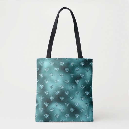 Aquamarin Ombre Glam Glitzer Diamonds Pattern Tasche (Vorderseite)