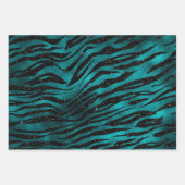 Aquamarin Ombre Glam Glitzer Jungle Animal Print Geschenkpapier Set (Vorderseite 3)