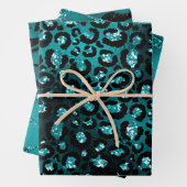 Aquamarin Ombre Glam Glitzer Jungle Animal Print Geschenkpapier Set (Beispiel)