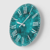 Aquamarin Ombre Glam Glitzer Lips Muster Große Wanduhr (Winkel)