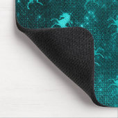 Aquamarin Ombre Glam Glitzer Unicorns Muster Mousepad (Ecke)