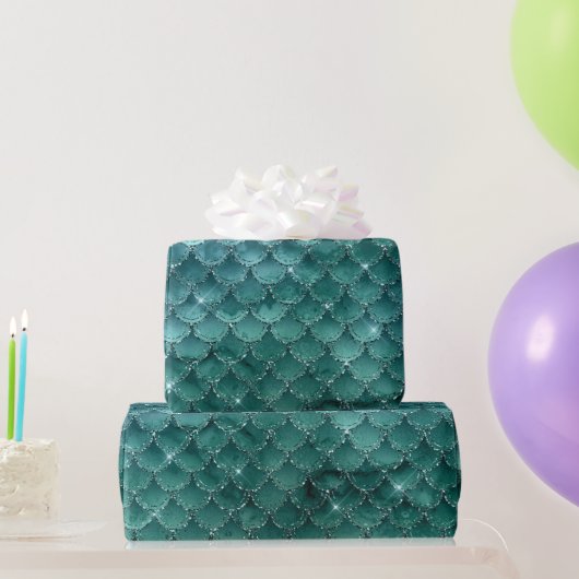 Aquamarin Ombre Glam Mermaid Scales Muster Geschenkpapier (Partygeschenke)