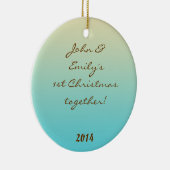 Aquamarin Ombre Gradient Fad Personalisierter Name Keramikornament (Rechts)